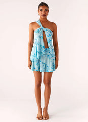 Delight Me Beaded Low Rise Mini Skirt - Blue