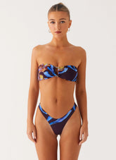 Cuba Strapless Bikini Top - Dark Floral