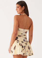 Mirelle Halter Neck Mini Dress - Buttercream Bliss