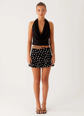 Walker Mini Skirt - Black Polka Dot