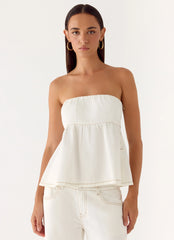 Nathan Denim Top - White