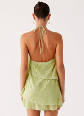 On The Go Beaded Mini Dress - Mint