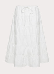 Aphira Tiered Midi Skirt - White