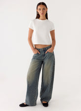 Joseph Low Rise Denim Jeans - Vintage Wash Blue