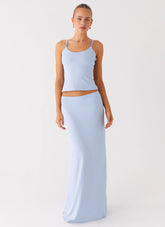 Like A Flower Maxi Skirt - Baby Blue
