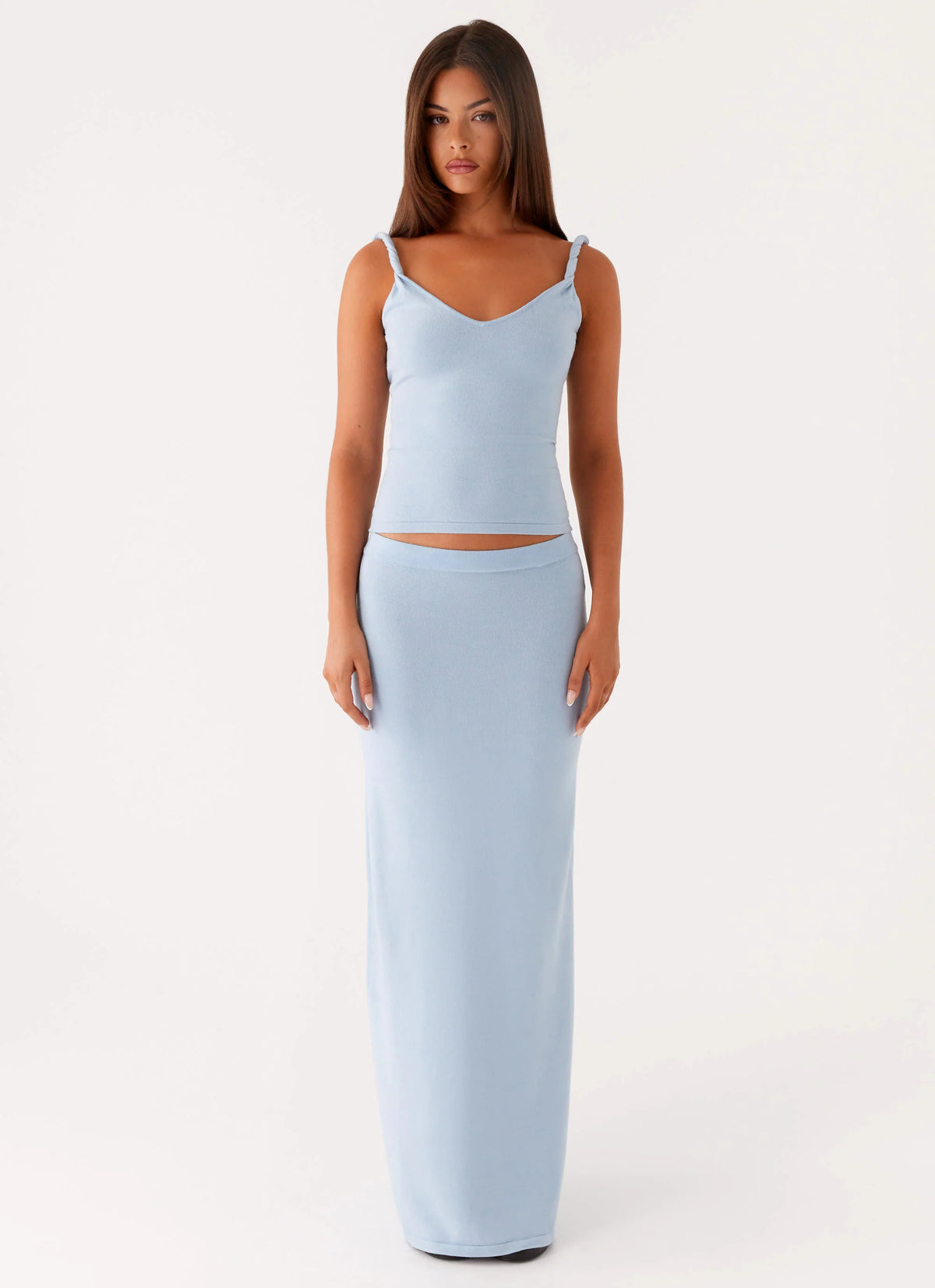 Anastasia Knit Maxi Skirt - Blue