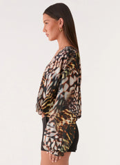 Isolde Top - Leopard Hibiscus