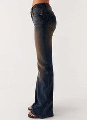 Oregon Flared Denim Jeans - Dirty Black Wash